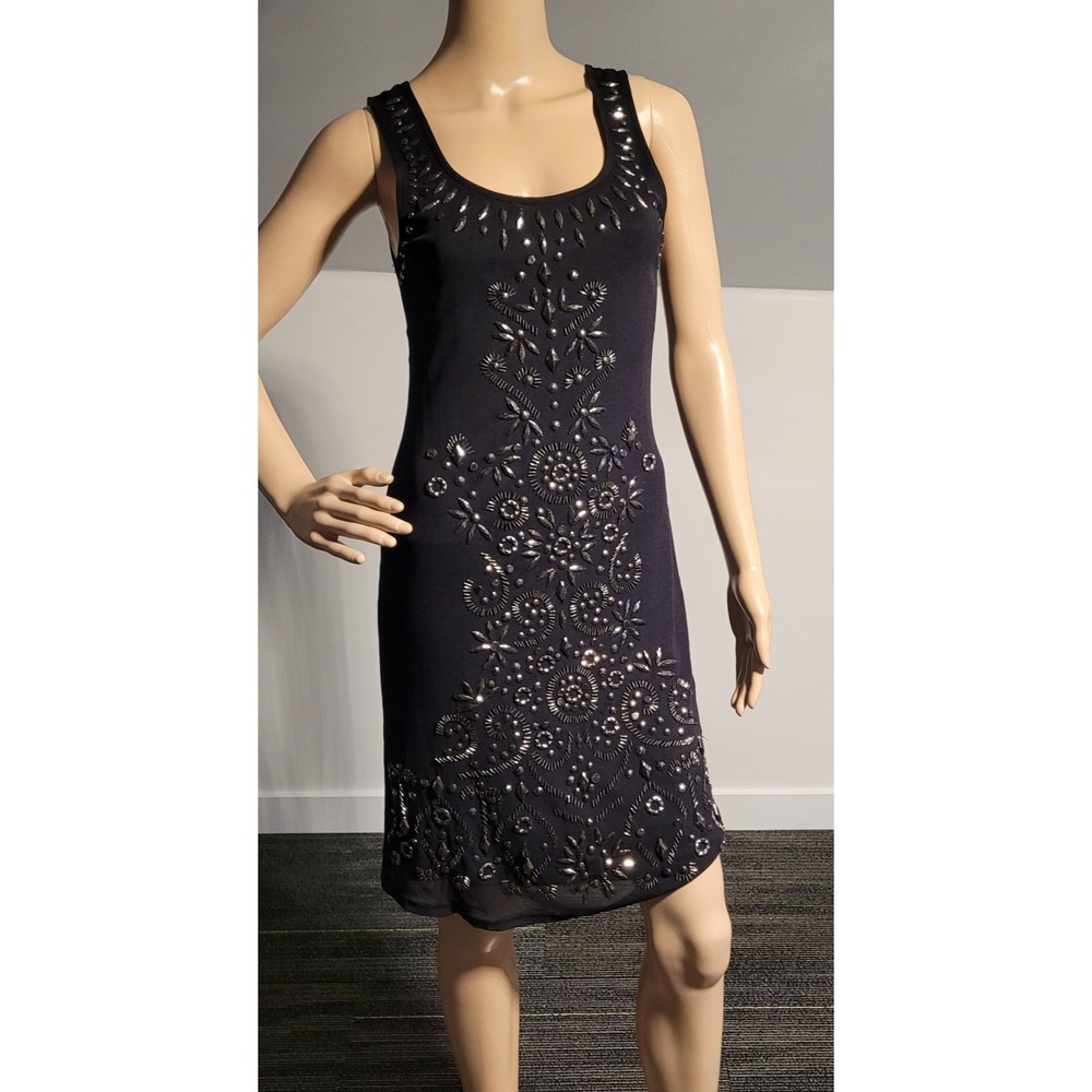 Le Chateau Elegant Party Black Dress with Bead Accent Design Size Small‎